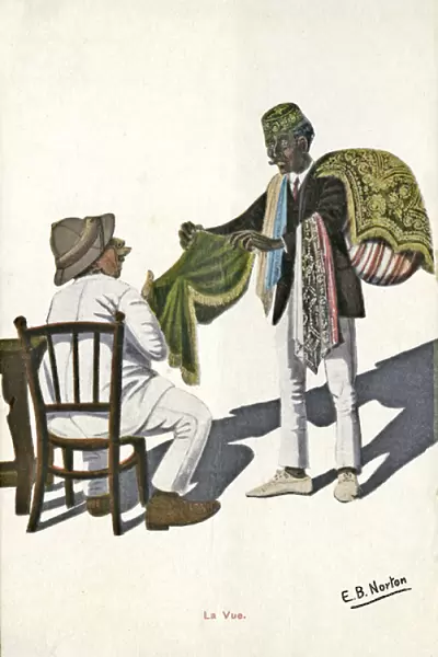 Tourist and textile salesman in Egypt