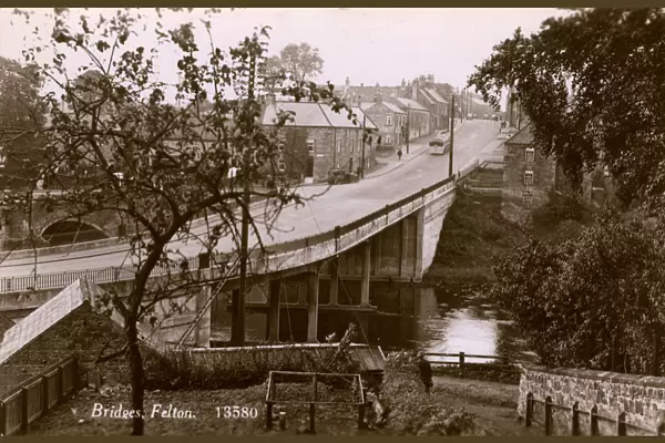 Felton, Northumberland - showing the new and old bridges