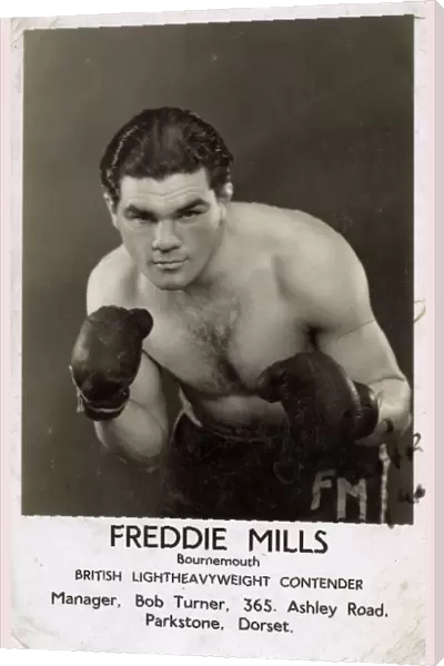 British Boxer Freddie Mills - signed postcard from 1941