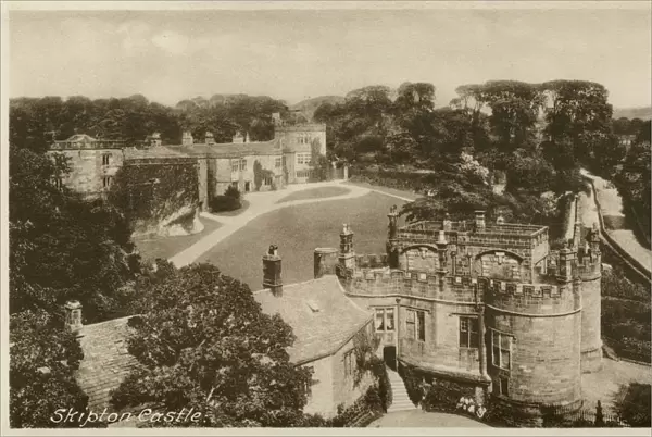 Aerial view of the Castle, Skipton, North Yorkshire