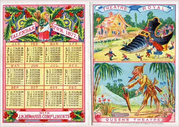 Calendar for 1877, Theatre Royal and Queens Theatre, London