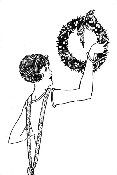 Christmas decorations: girl and wreath