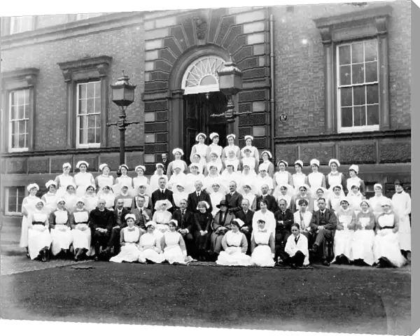 Group of nurses outside hospital