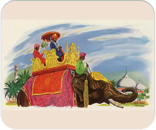 Maharaja Rides Elephant, India Date: 1950