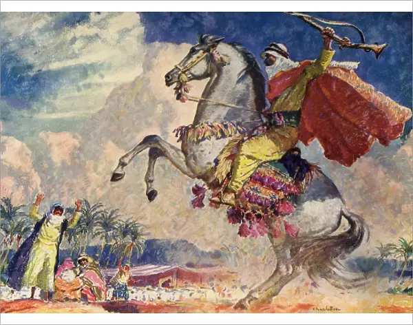 Arab man on white horse Date: 1941