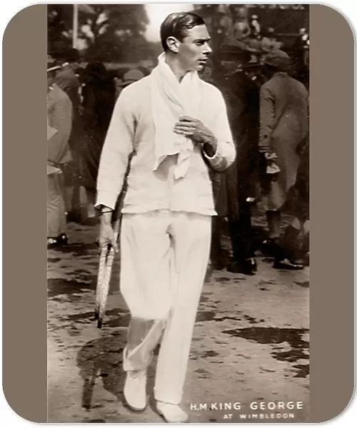 King George in Wimbledon Whites holding tennis racquets Date: 1905