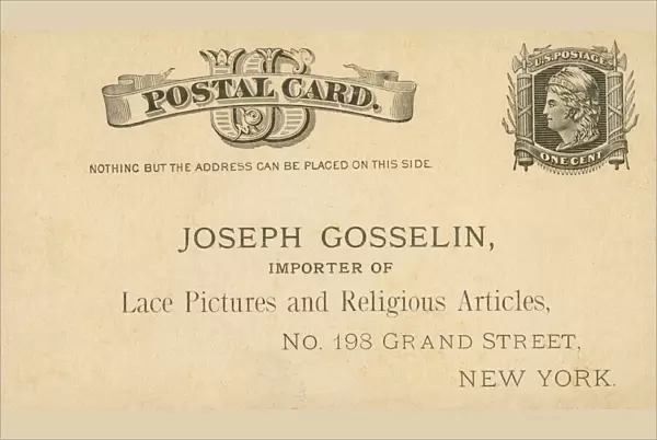 1883 one cent postal card for Joseph Gosselin