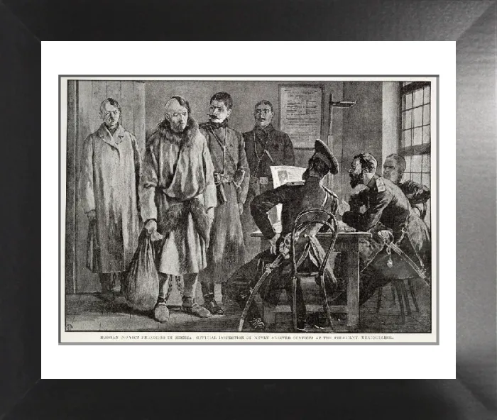 Framed Print : Official Inspecting New Convicts in Siberia Print, 1891 Framed Print : Official Inspecting New Convicts in Siberia Print, 1891