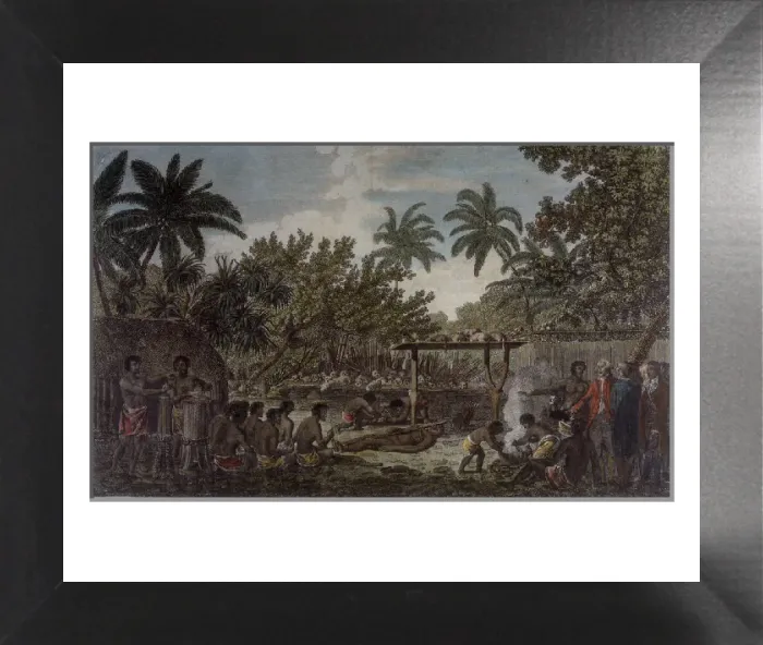 Framed Print : Captain Cook in Tahiti: A Human Sacrifice Print, 1769