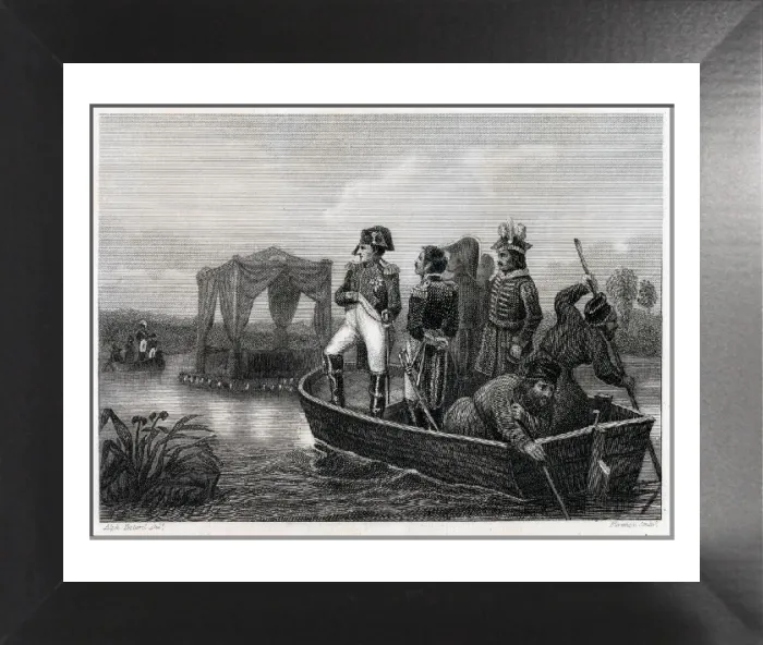 Framed Print : Napoleon Ferried Across the Niemen River Print Framed Print : Napoleon Ferried Across the Niemen River Print