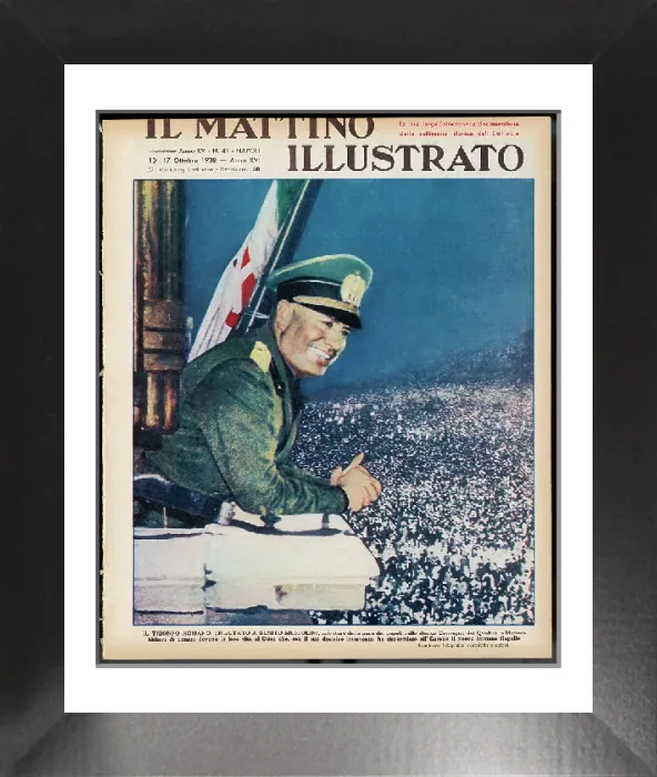 Framed Print : Mussolini Returns to Italy After Saving Europe Print, 1938 Framed Print : Mussolini Returns to Italy After Saving Europe Print, 1938