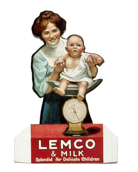 Cutout advertisement for Lemco & Milk