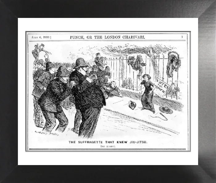 Framed Print : The Suffragette that knew Jiu-Jitsu - The Arrest, 1910 Print