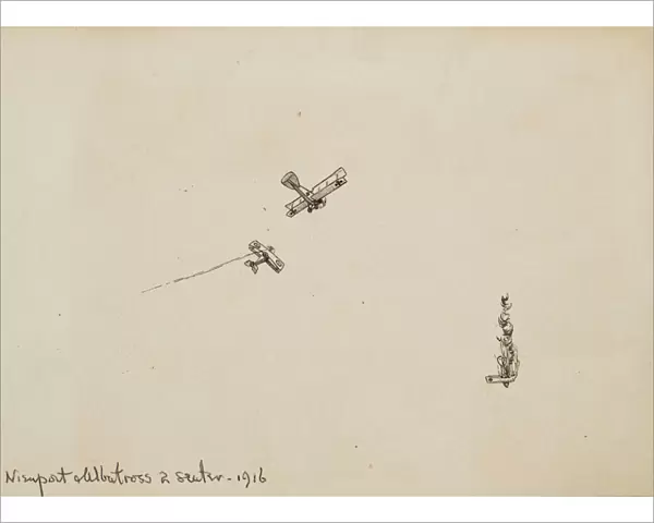 French Nieuport and German Albatros in action, WW1