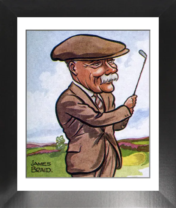 Framed Print : James Braid Golf Clubs and Golfers Colour Print