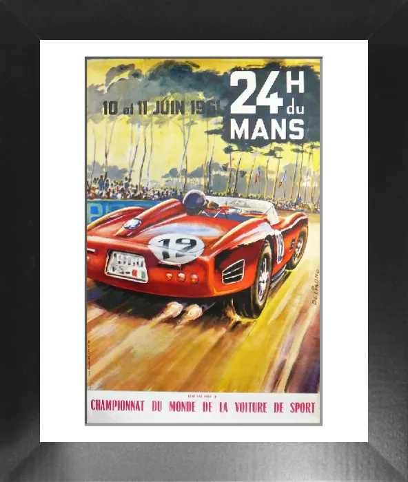 Framed Print : Le Mans 24 Hour Rally 1961 Print, June 10-11 Framed Print : Le Mans 24 Hour Rally 1961 Print, June 10-11
