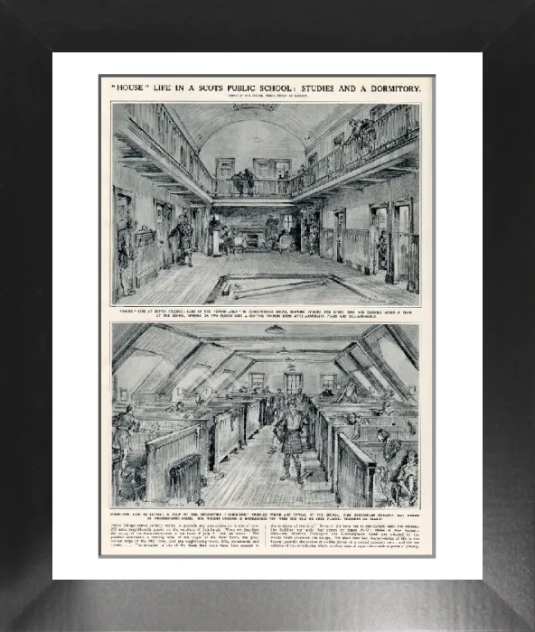 Framed Print : Fettes College Sketches Print 1949 Framed Print : Fettes College Sketches Print 1949