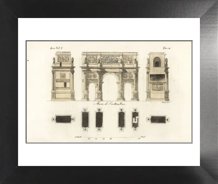 Framed Print : Plan and Elevations of the Arch of Constantine, Rome Print Framed Print : Plan and Elevations of the Arch of Constantine, Rome Print