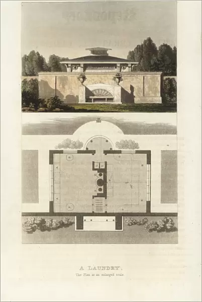 Plan for a classical laundry for a stately home, Regency Era
