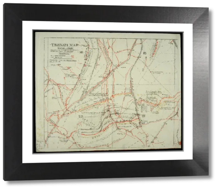Framed Print : WW1 Trench Map Print - Somme Battlefield circa 1916 Framed Print : WW1 Trench Map Print - Somme Battlefield circa 1916