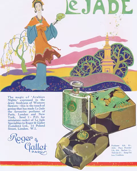 Advert for Le Jade perfume from Roger and Gallet, Paris