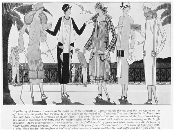 Five fashion sketches by Hemjic on the Riviera, 1925