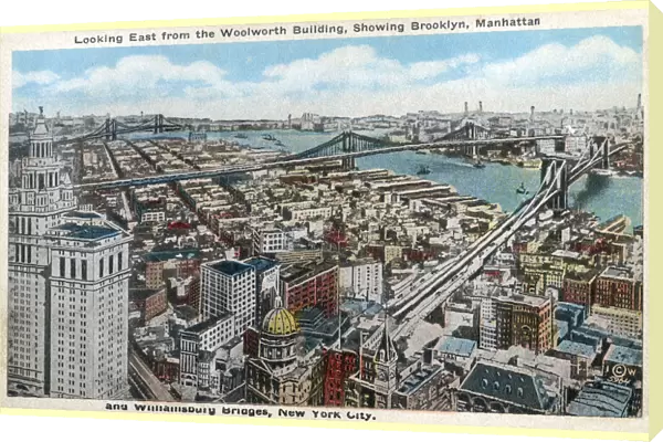 Looking East from the Woolworth Building, showing Brooklyn and Manhattan - New York City