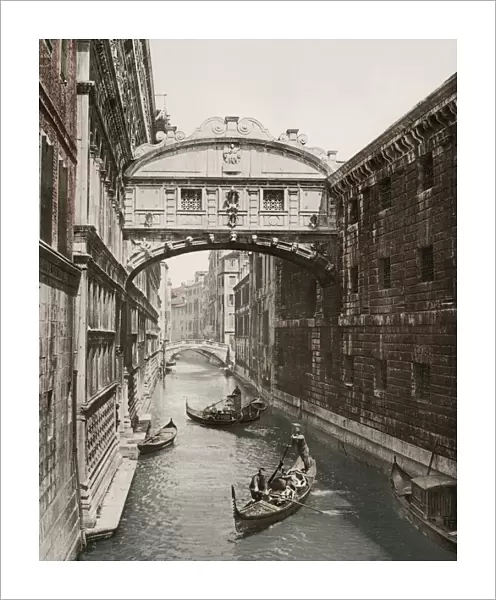 Vintage 19th century photograph: Bridge of Sighs, Ponte dei Sospiri