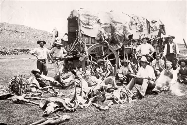 Big game hunters with guns and trophies, South Africa, c. 1890 s