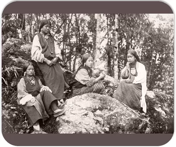 India - girls from Tibetan or Bhutanese ethnic group, c. 1880 s