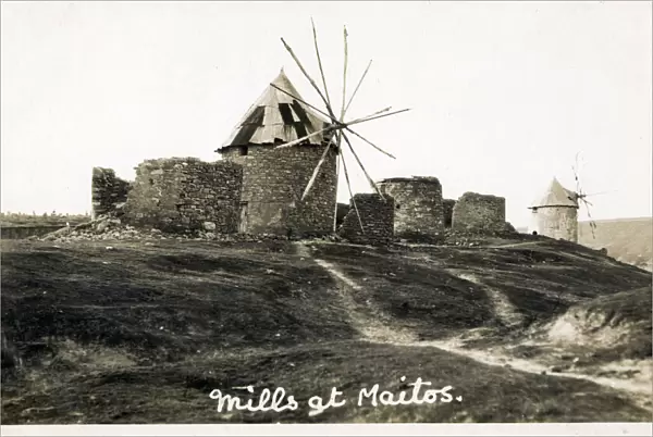 Windmills at Maitos, Chanakkale - Turkey - destroyed during WW1. Date: 1923