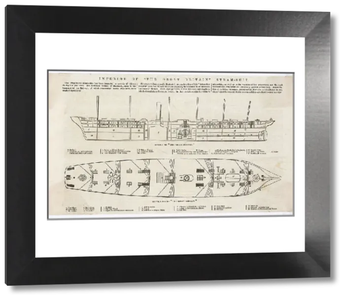 Framed Print : Plan of SS Great Britain Print, 1845 Framed Print : Plan of SS Great Britain Print, 1845