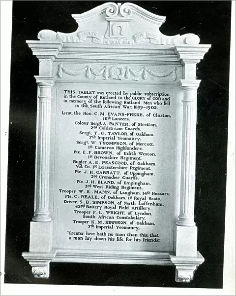Funerary Monument - Boer War Tablet