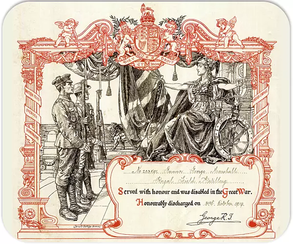 Army Certificate of Honourable Discharge, WW1