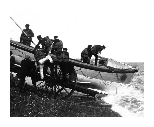 Launching the Eastbourne Lifeboat Edwardian period