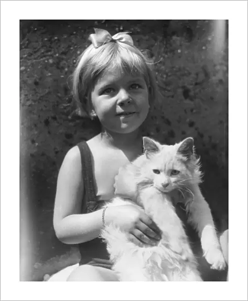 Girl and White Cat