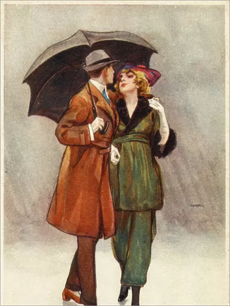 Couple in Rain 1922