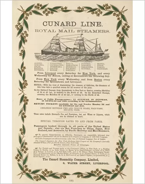 Cunard Timetable 1883