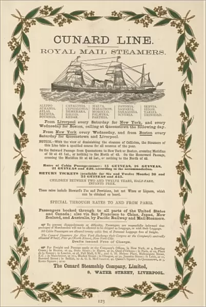 Cunard Timetable 1883