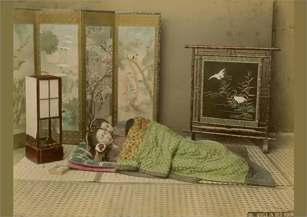 Girls sleeping in bedroom - Kusakabe Kimbei