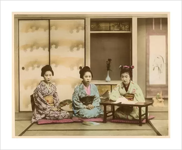 Three women in kimonos