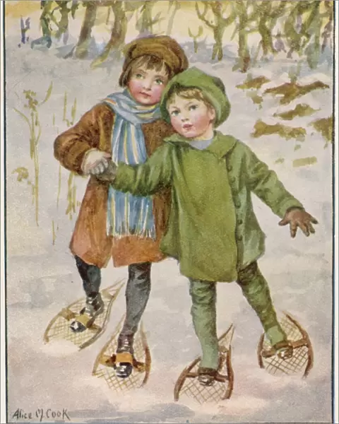 Children and snow shoes