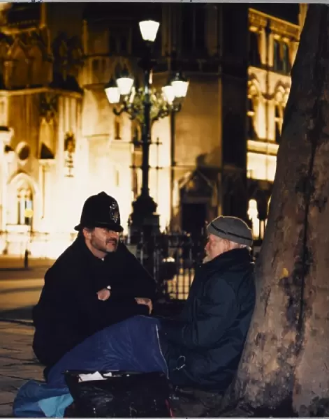Police and Homeless Man