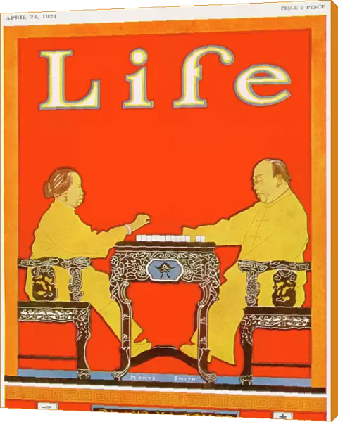 Mahjong. Pa & Ma Jongg playing Mah- jongg
