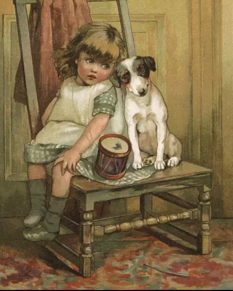 Girl and Dog  /  Drum C1880