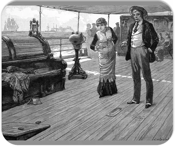Playing deck games on a passenger ship, 1883
