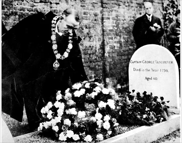 The Mayor of Vancouver visiting the grave of George Vancouve
