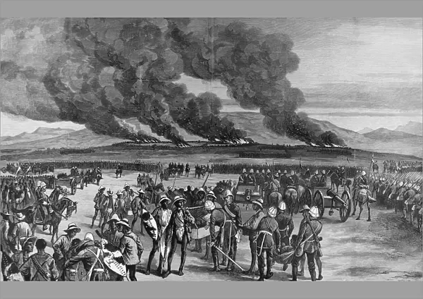The Zulu war, the Burning of Ulundi. From a sketch by an ILN