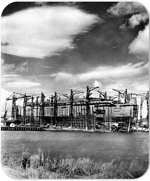 R. M. S. Queen Mary under construction, Clydebank, September