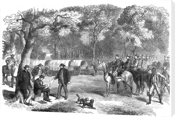 President Jefferson Davis working at the roadside, 1865